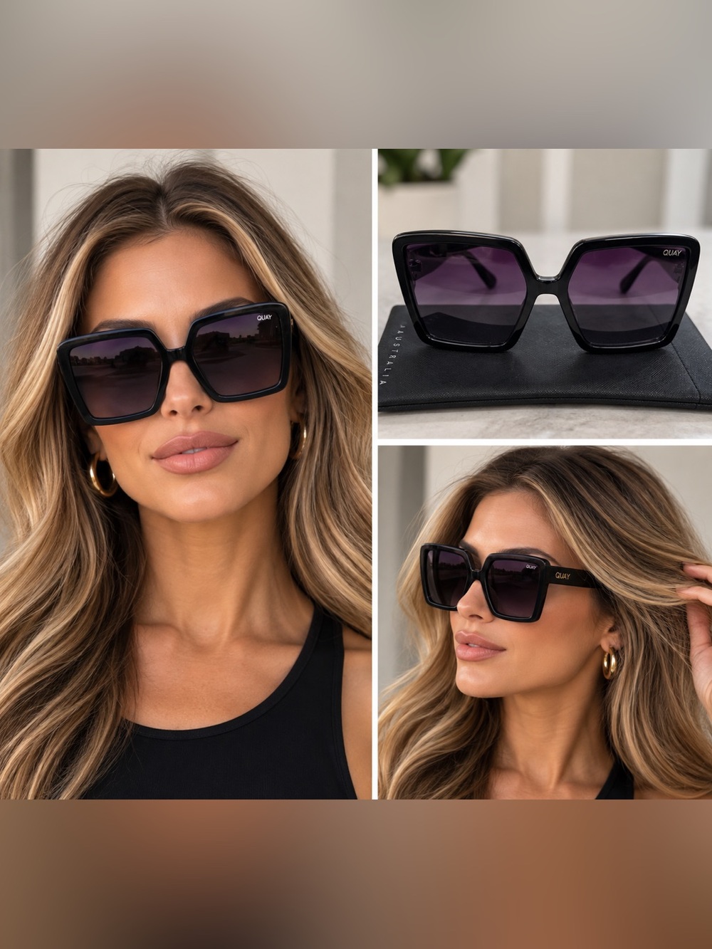 QUAY Australia Almost Ready Polarized Black Oversized Sunglasses